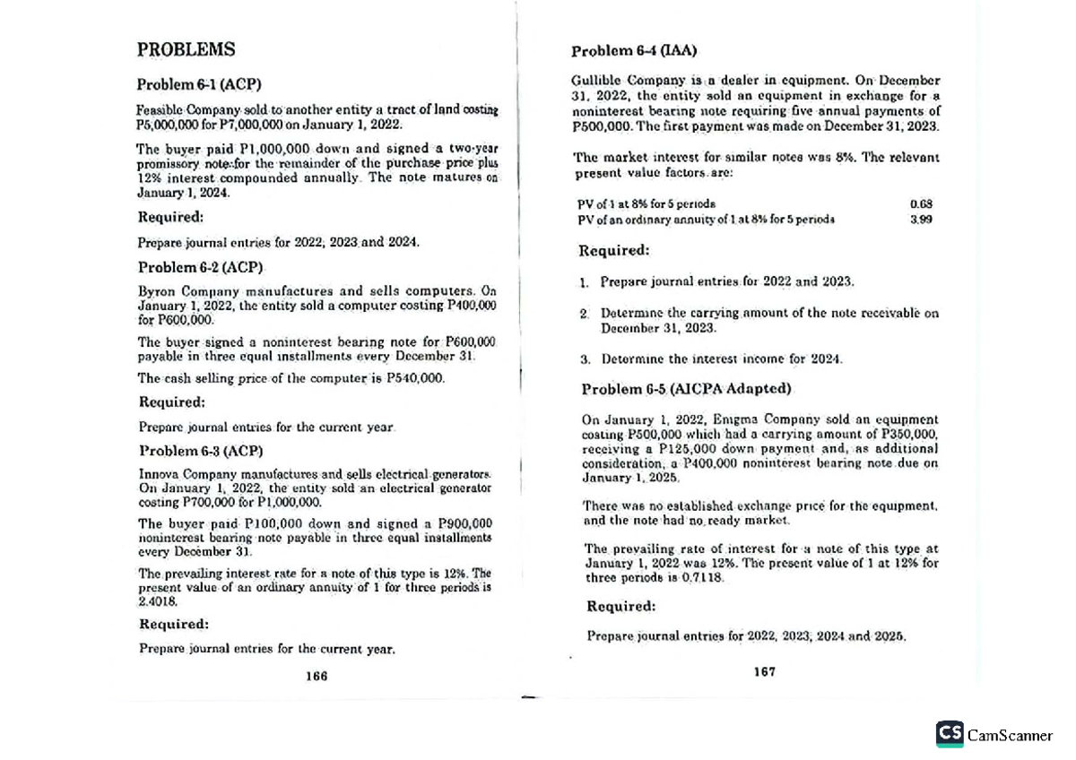 Assignment - Notes receivable problems (ACP) and journal entries - Studocu