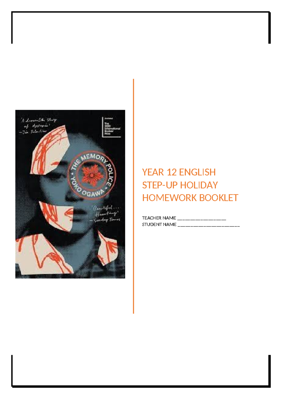 Year 12 English Homework Booklet - Step-Up Holiday 2025 - Studocu
