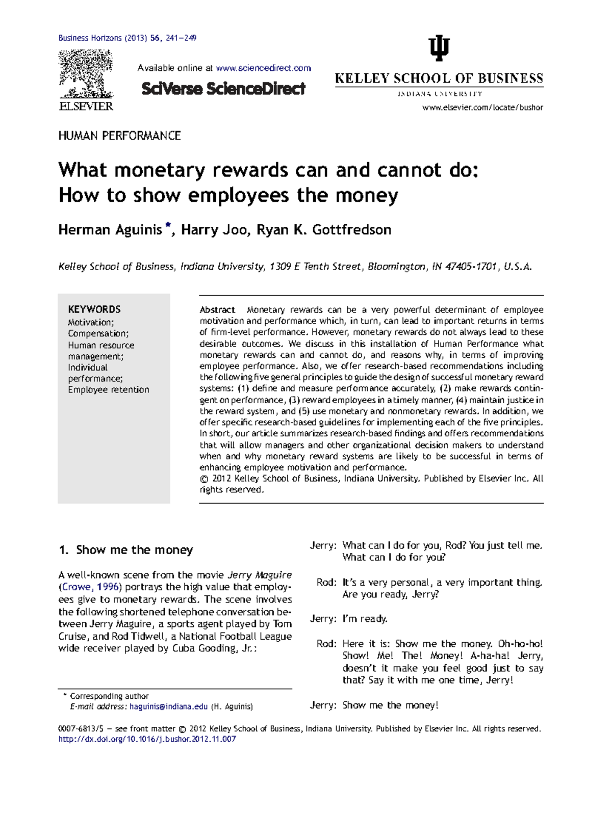 Monetary Rewards and Employee Performance: Insights and Guidelines (BUS ...