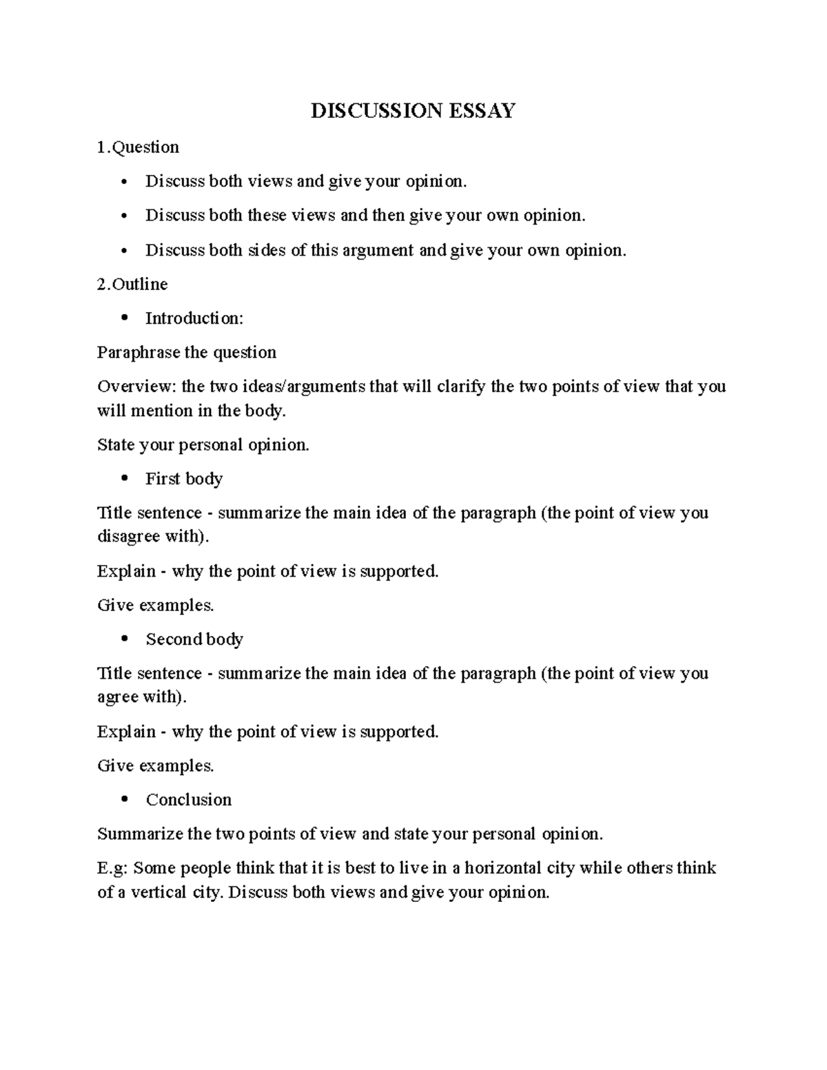DISCUSSION ESSAY: Analyzing Both Views and Personal Opinion - Studocu