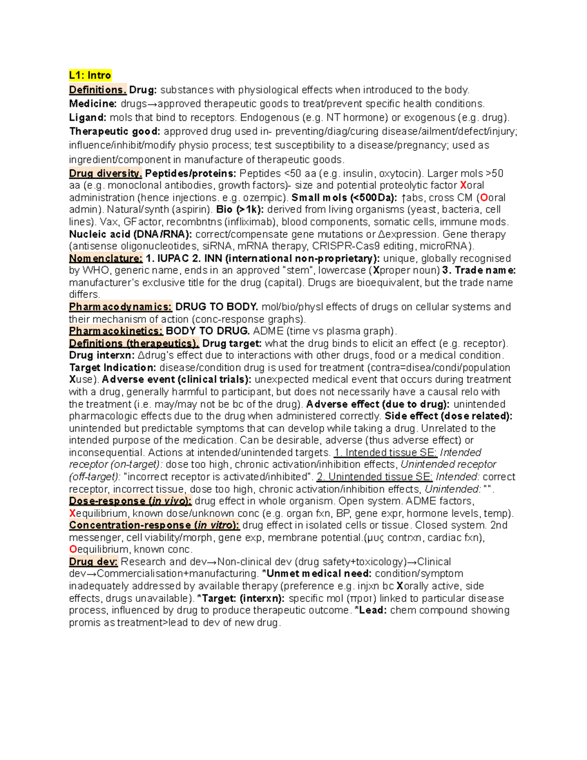 Pharm 101: Comprehensive Exam Notes on Drug Definitions & Mechanisms ...
