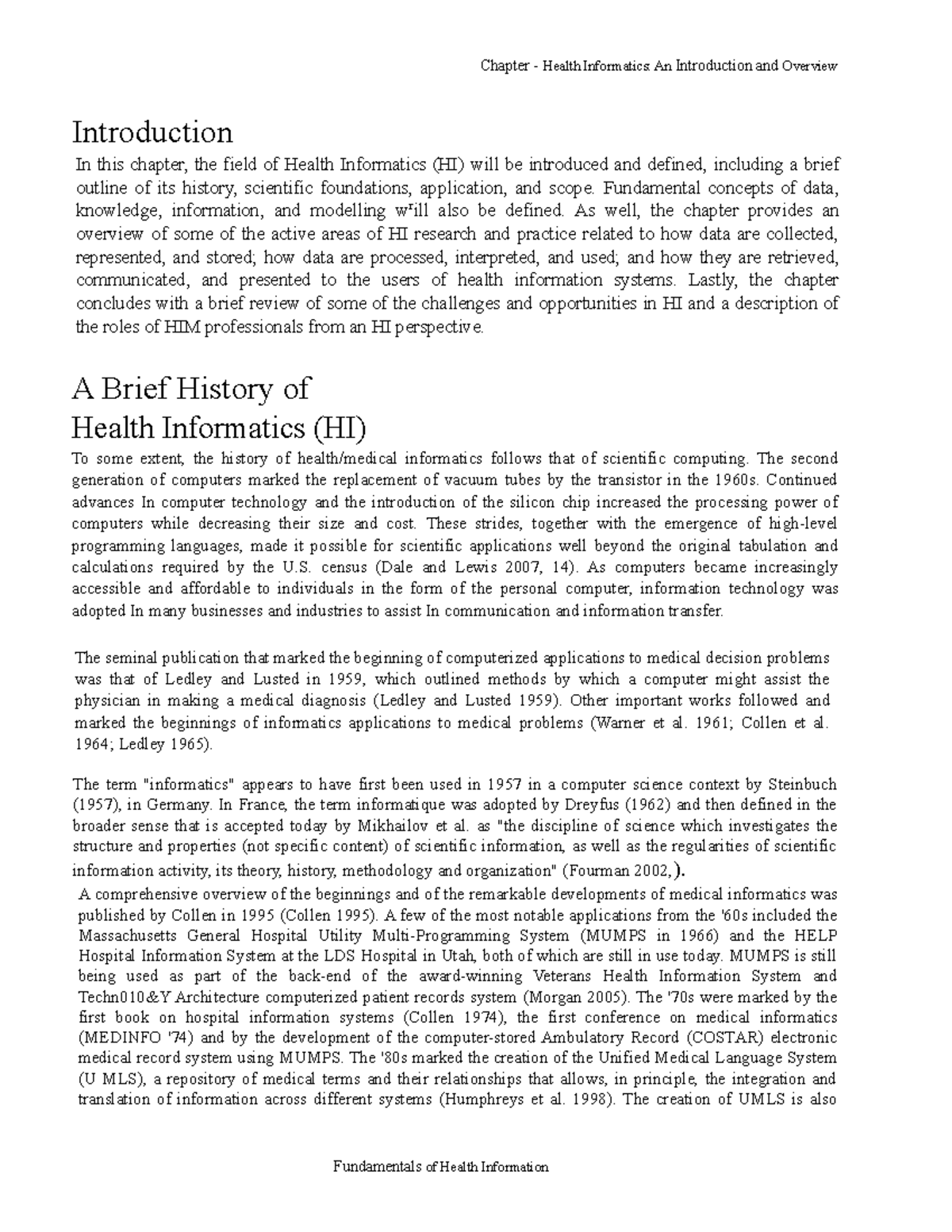 Health Informatics: Concepts, Applications, and Challenges (Course Code ...