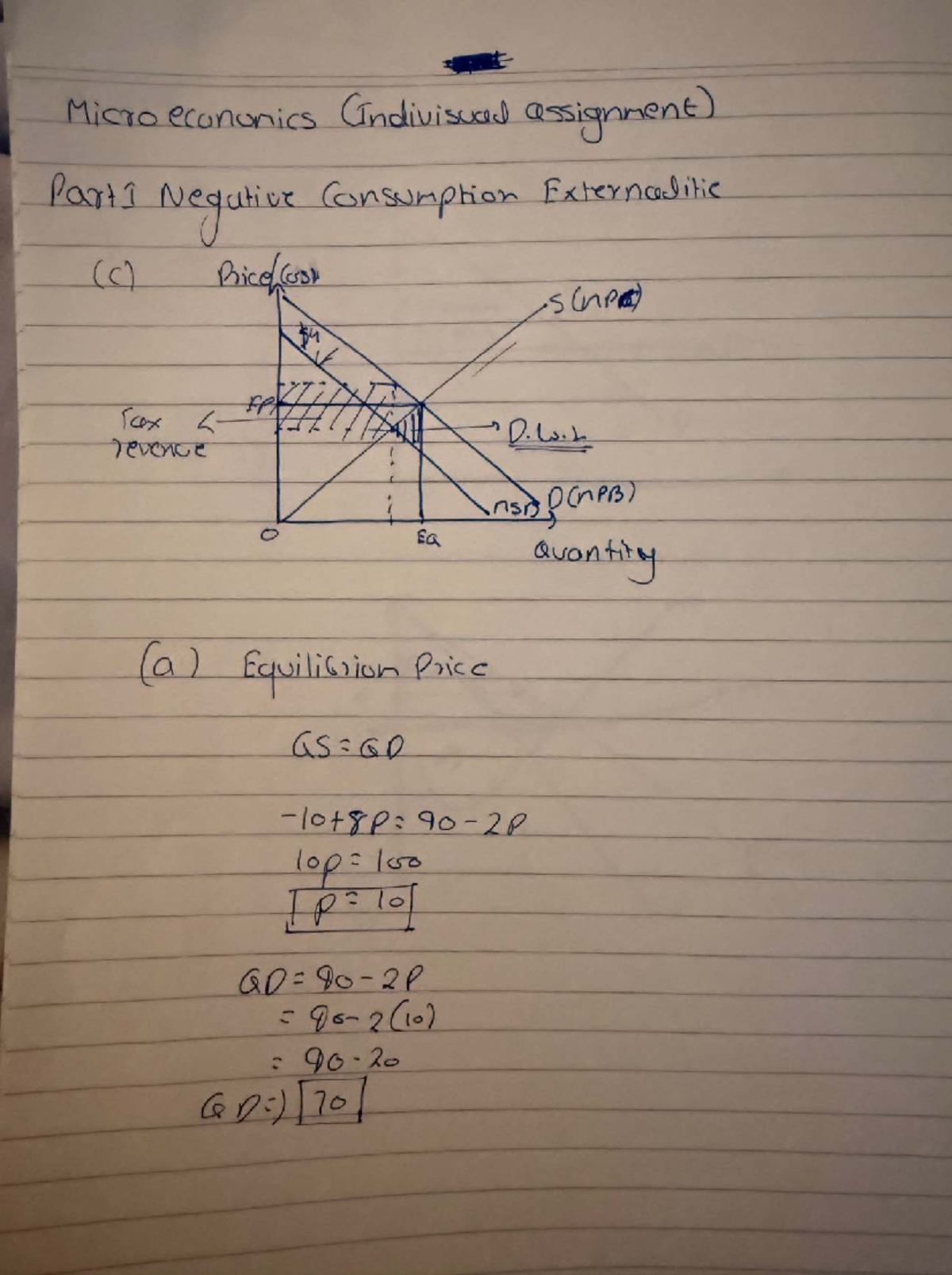 Microeconomics (Course Code) Individual Assignment: Negative ...