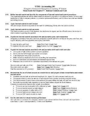 Study Guide for UTM Accounting 201: Merchandise Inventory (Chapter F6 ...