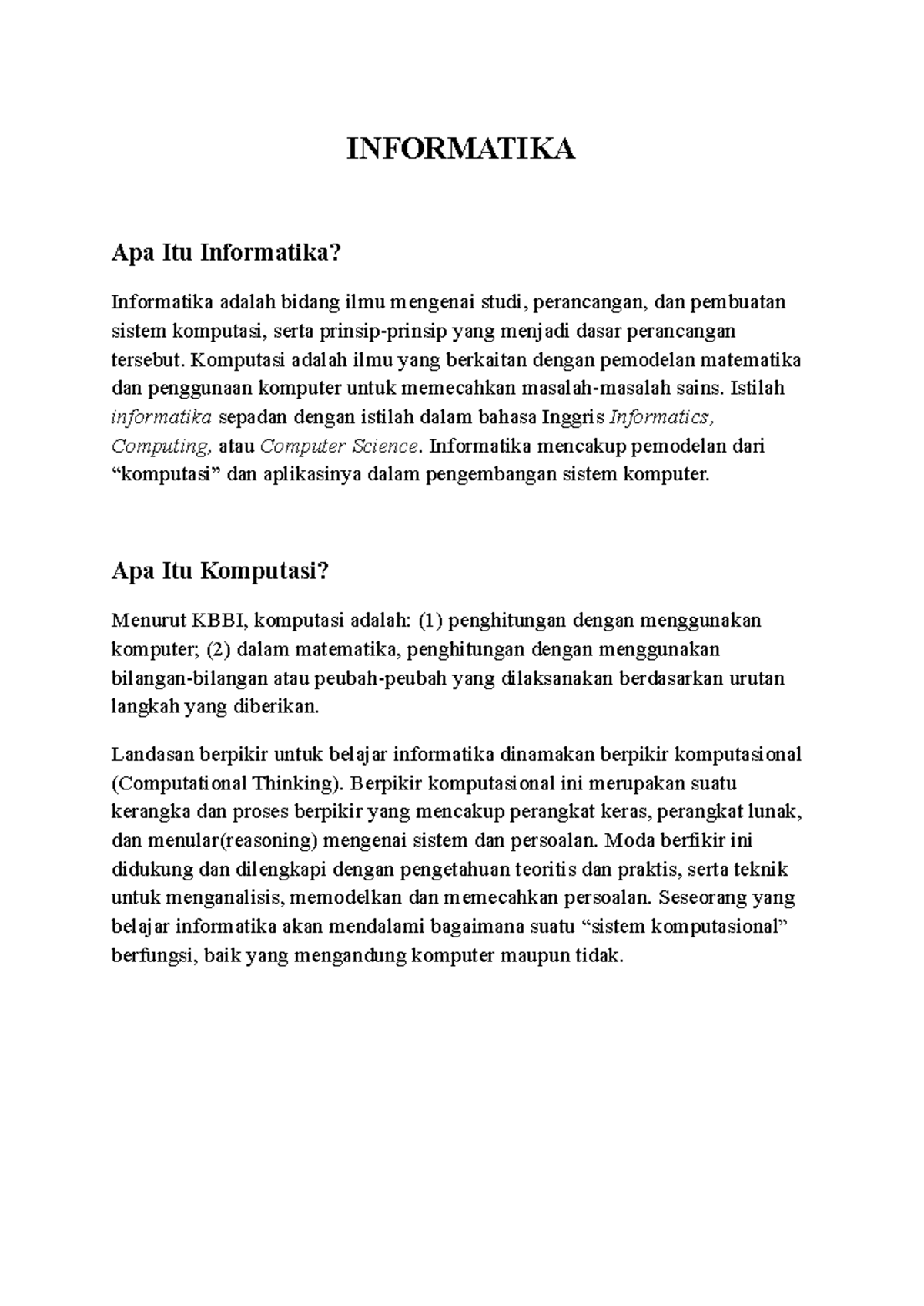 Informatika: Studi Dasar Sistem Komputasi dan Prinsip Perancangannya ...