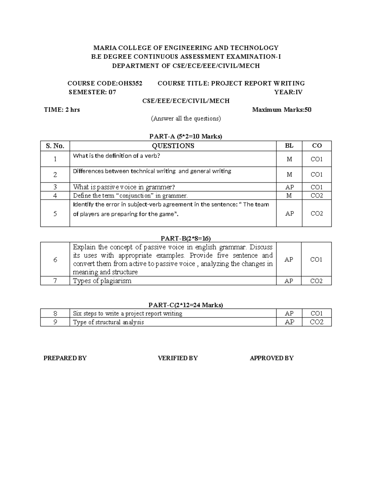 OHS352 Project Report Writing: English Questions & Concepts - Studocu