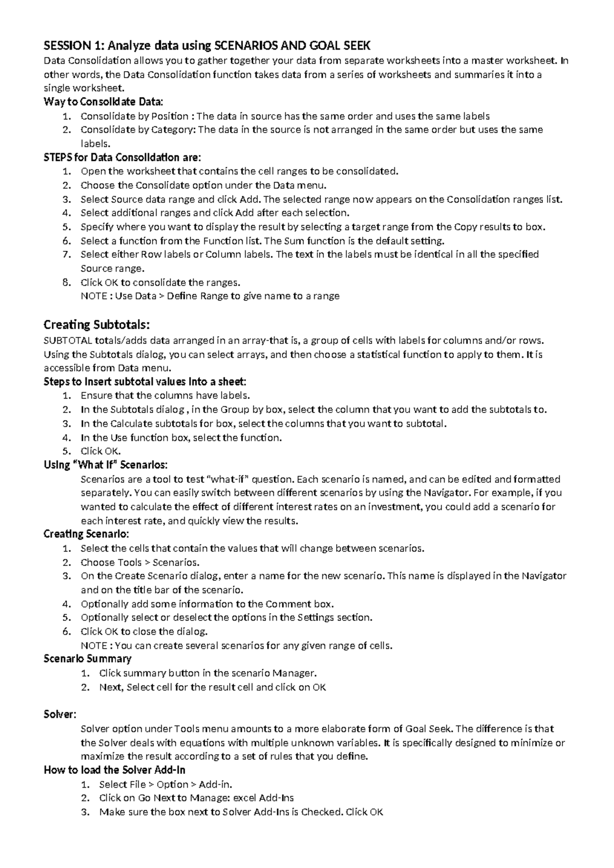 Chapter 2: Spreadsheet Data Analysis Techniques and Functions - Studocu