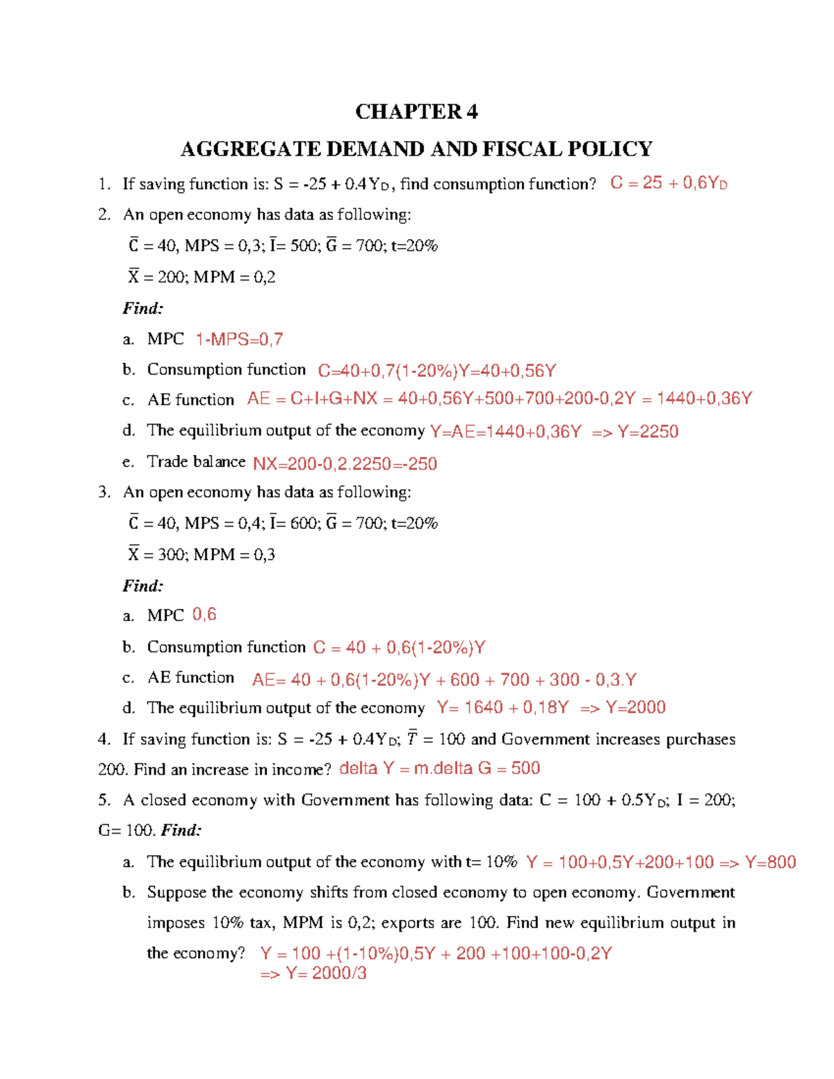 C4: Aggregate Demand & Fiscal Policy Practice Questions - Studocu