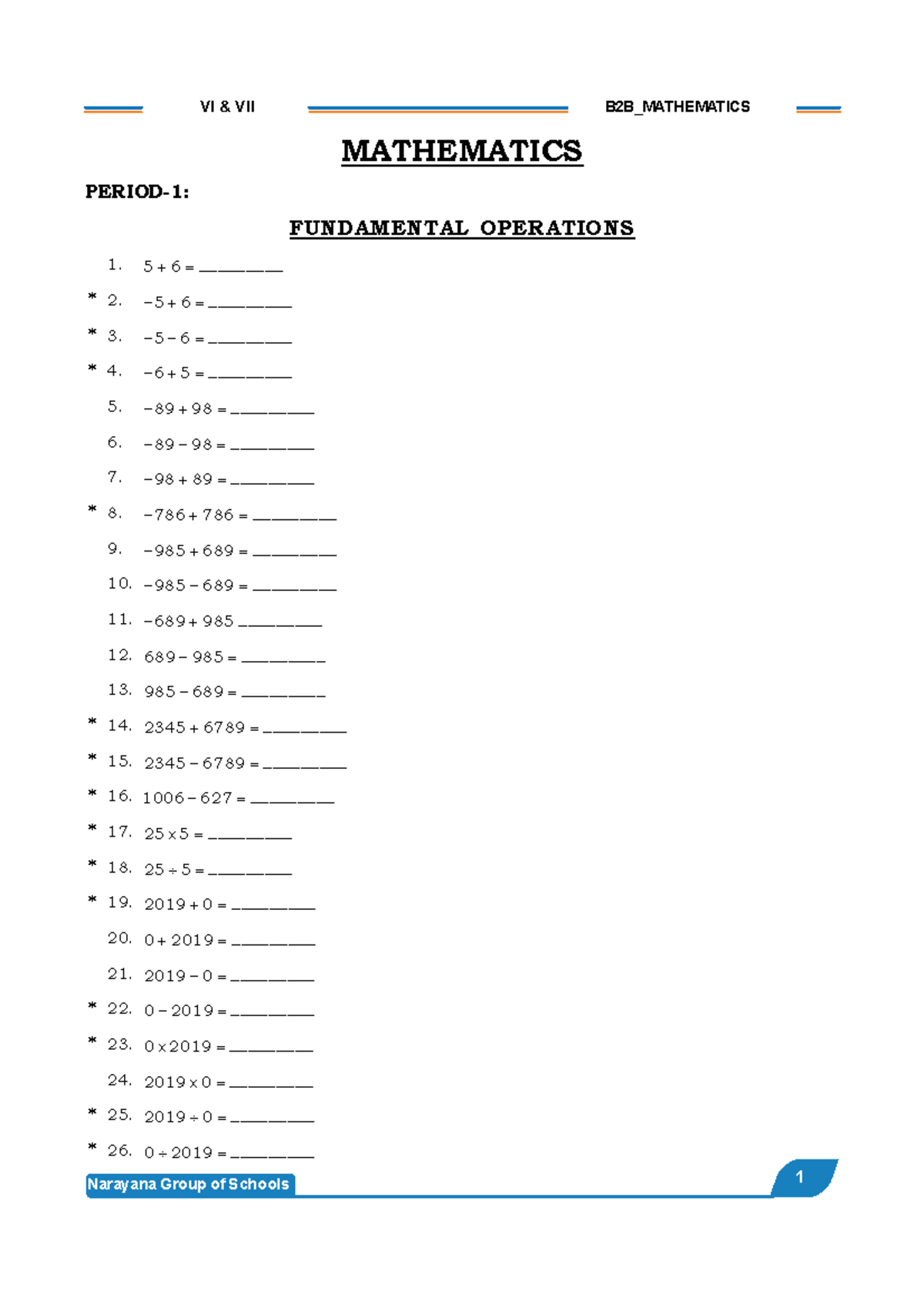 B2B_MATHEMATICS VI VII: Fundamental Operations & Concepts - Studocu
