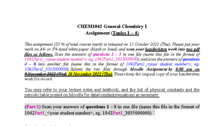 CHEM1042 General Chemistry I Assignment (Topics 1-4) - Studocu