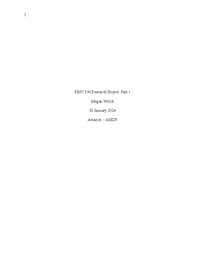 FINC 330 Research Project 3: Analyzing Amazon's Financial Growth - Studocu