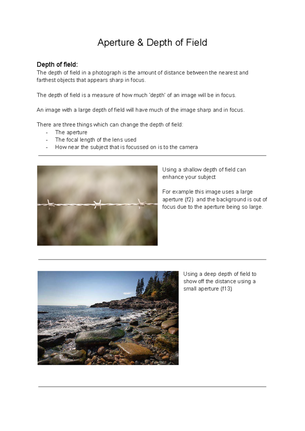 Aperture & Depth of Field - Aperture & Depth of Field Depth of field ...