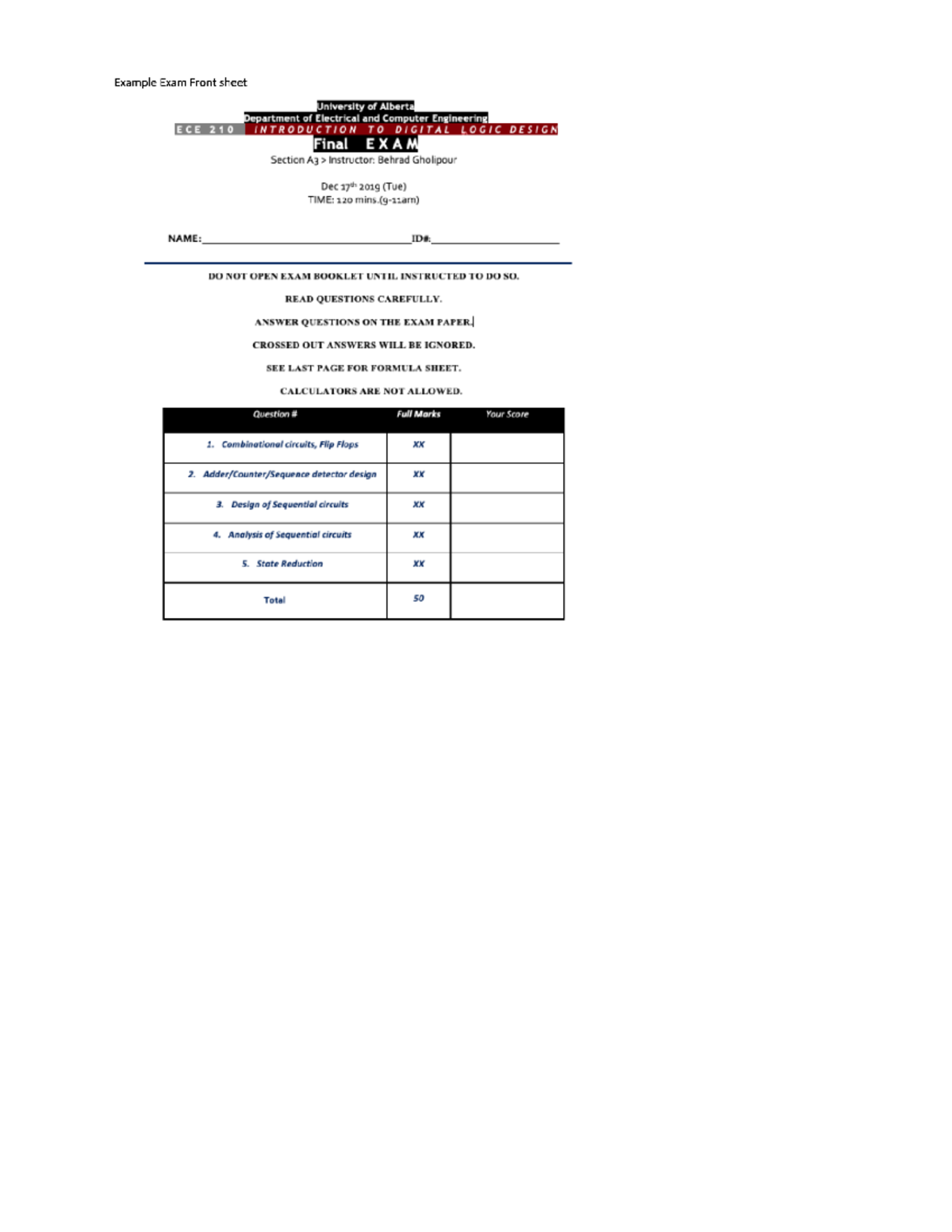 ECE210 Sample Final Exam Study Guide - Studocu