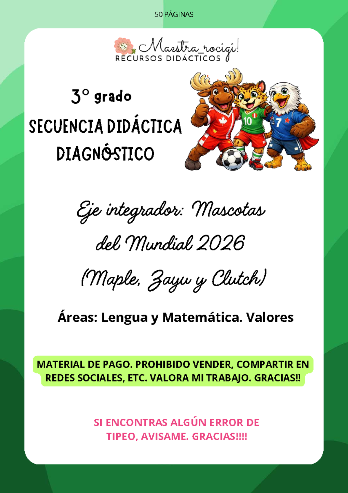 Secuencia Didáctica Diagnóstica 3.º Grado: Mascotas del Mundial 2026 - Document Preview