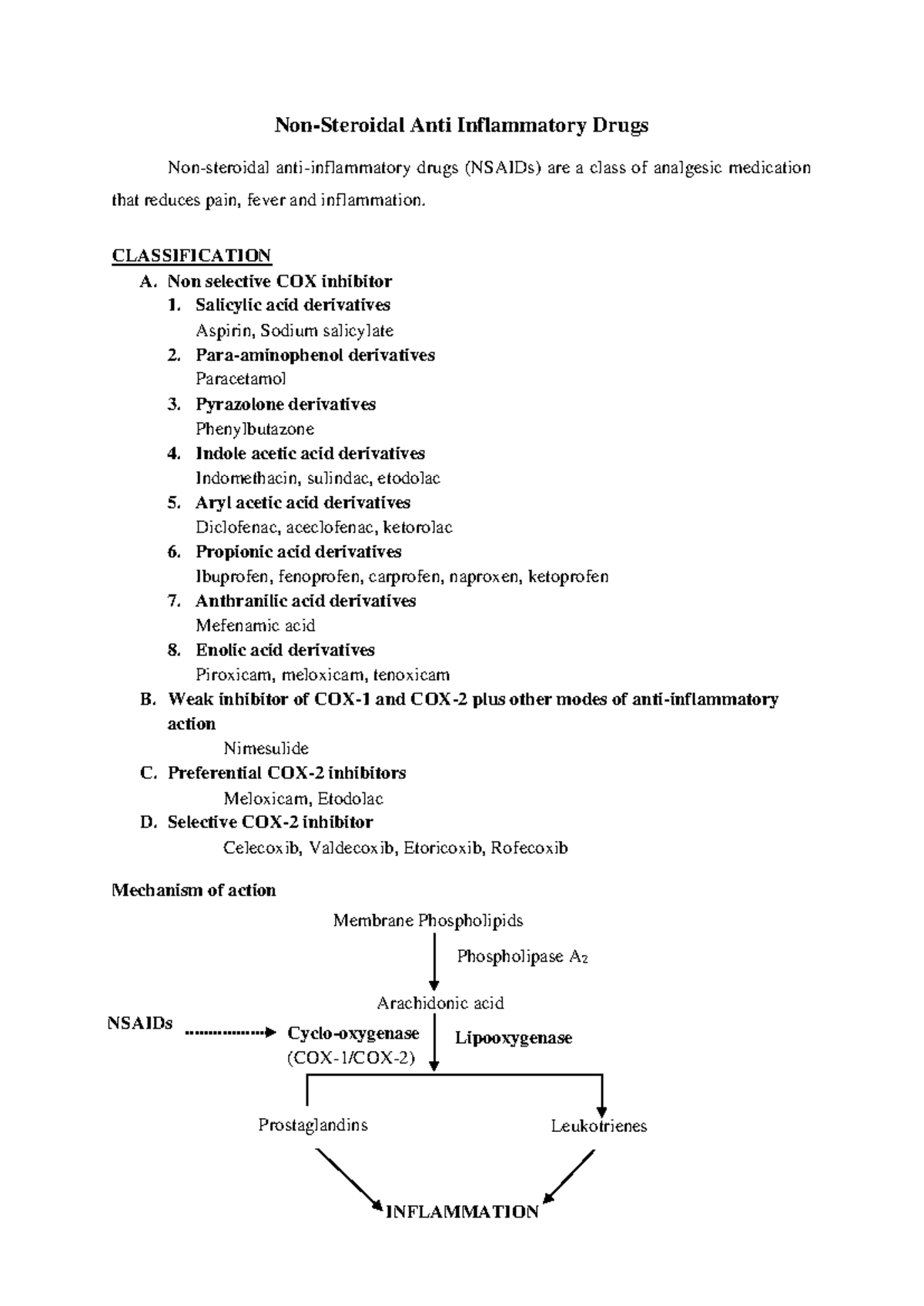 3. e. NSAIDs - Comprehensive Semester Notes on Analgesic Medications ...