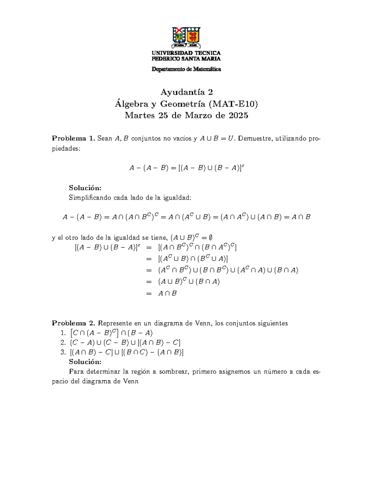Ayudantía 2 de álgebra y geometría (MAT-E10) - Problemas y soluciones ...