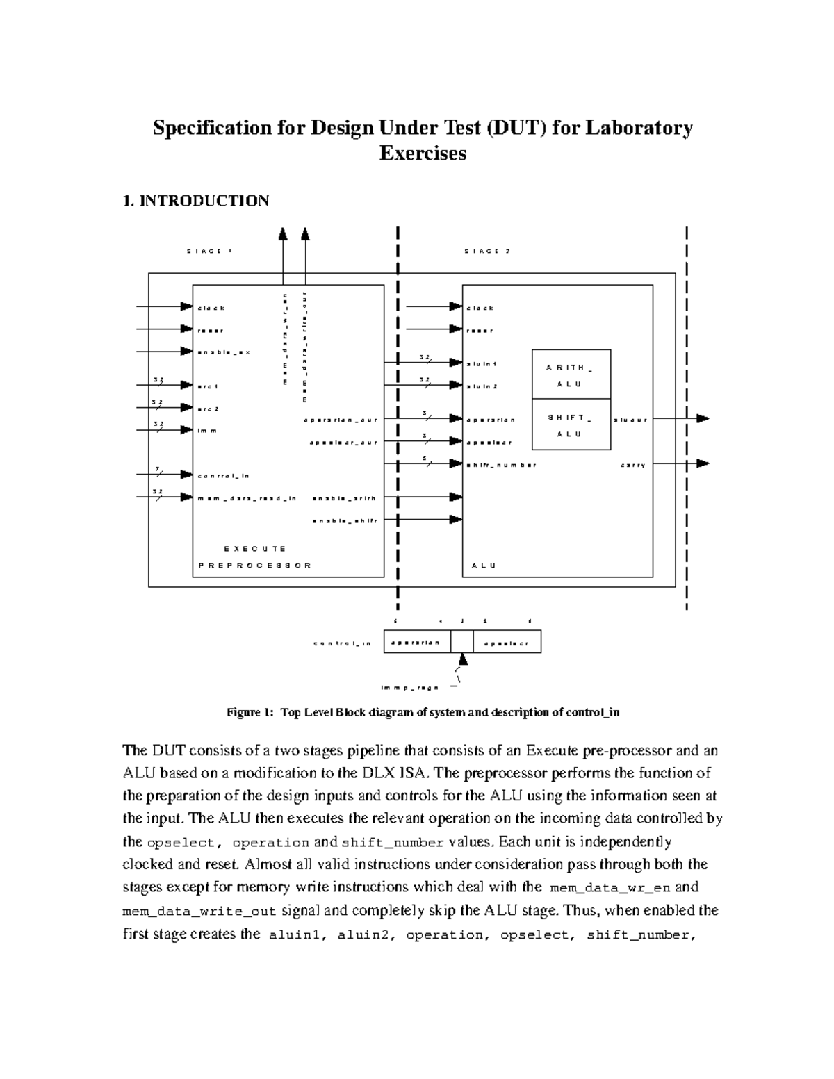 Specification for Design Under Test (DUT) for Lab Exercises - Studocu