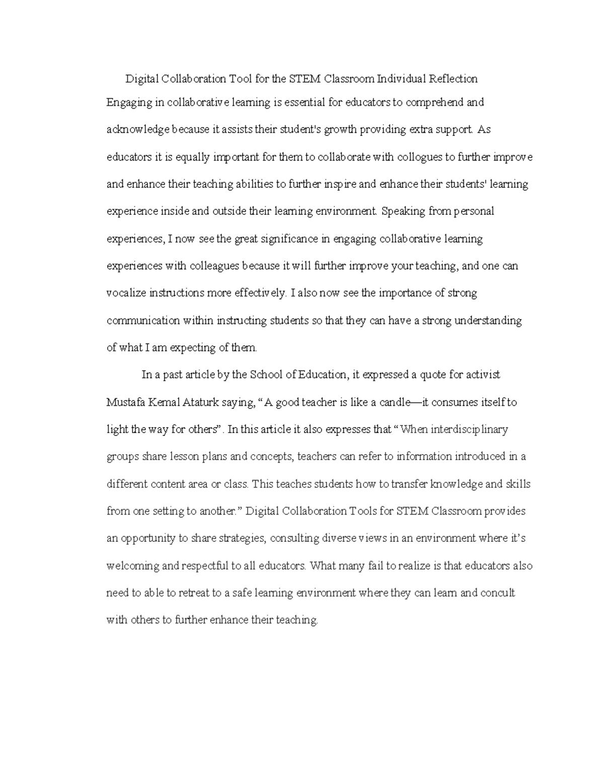 Digital collaboration tools for the STEM classroom: Individual ...