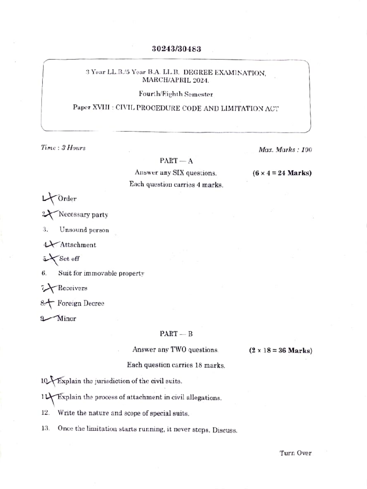 30243 B.A. LLB 4th SEMESTER CIVIL PROCEDURE CODE & LIMITATION ACT NOTES ...