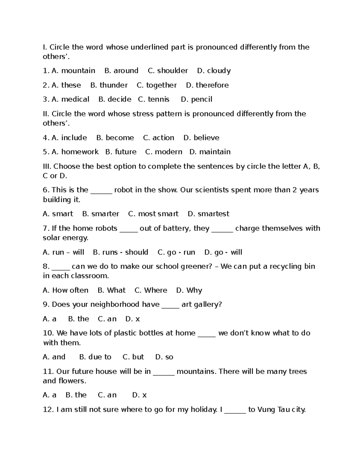 Test 2 - Pronunciation, Stress Patterns, and Sentence Completion - Studocu
