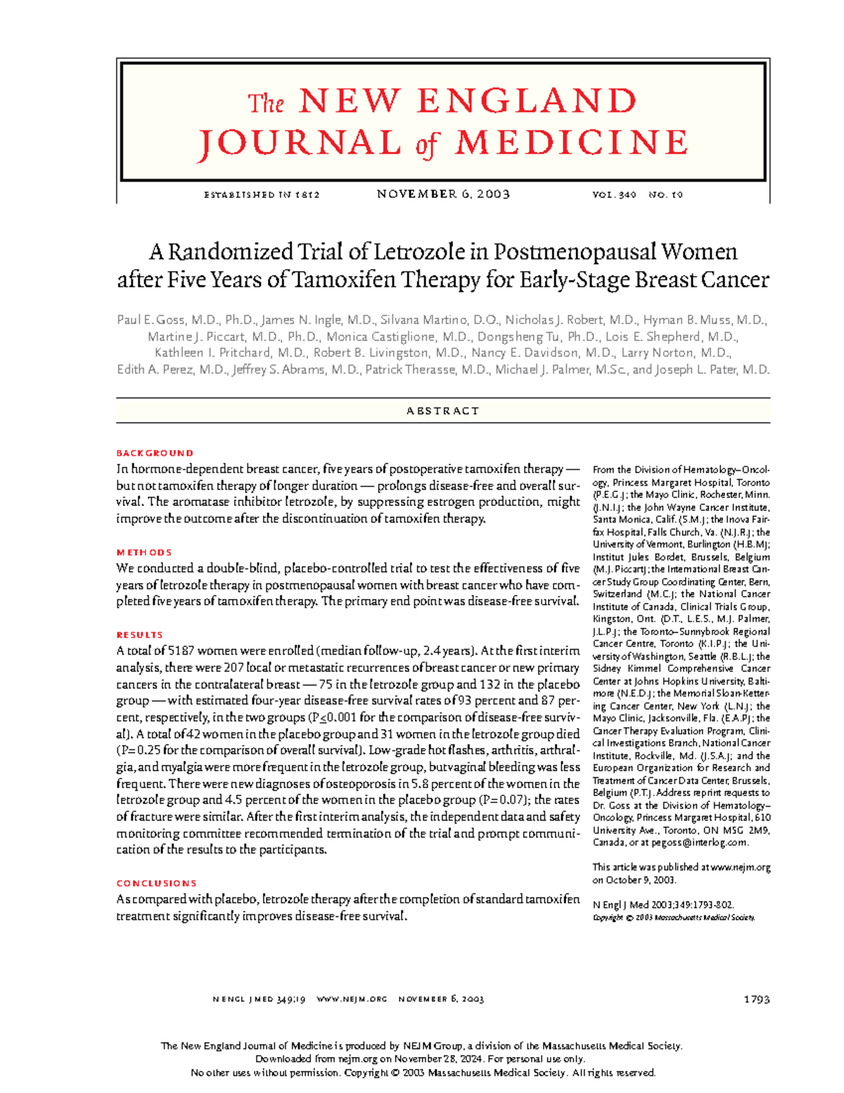 NEJMoa 032312 - needed for lecture notes - n engl j med 349;19 nejm ...