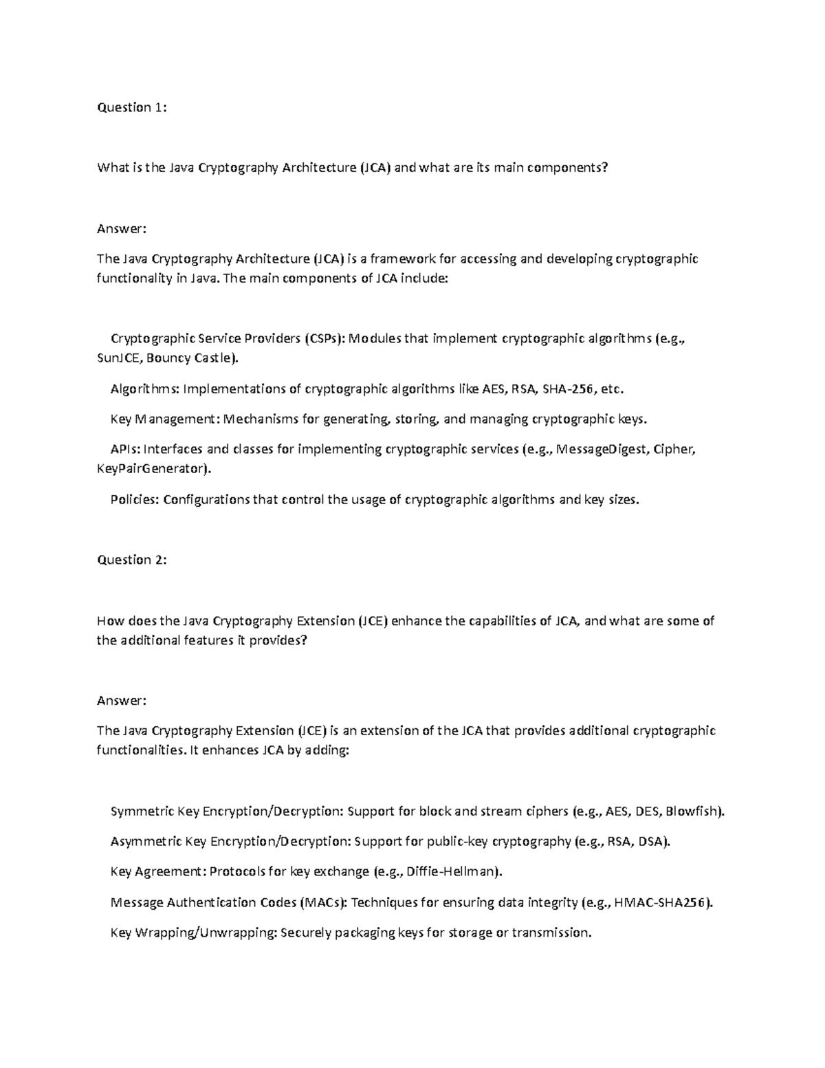 Java Cryptography Overview: JCA, JCE, and Essential Concepts - Studocu