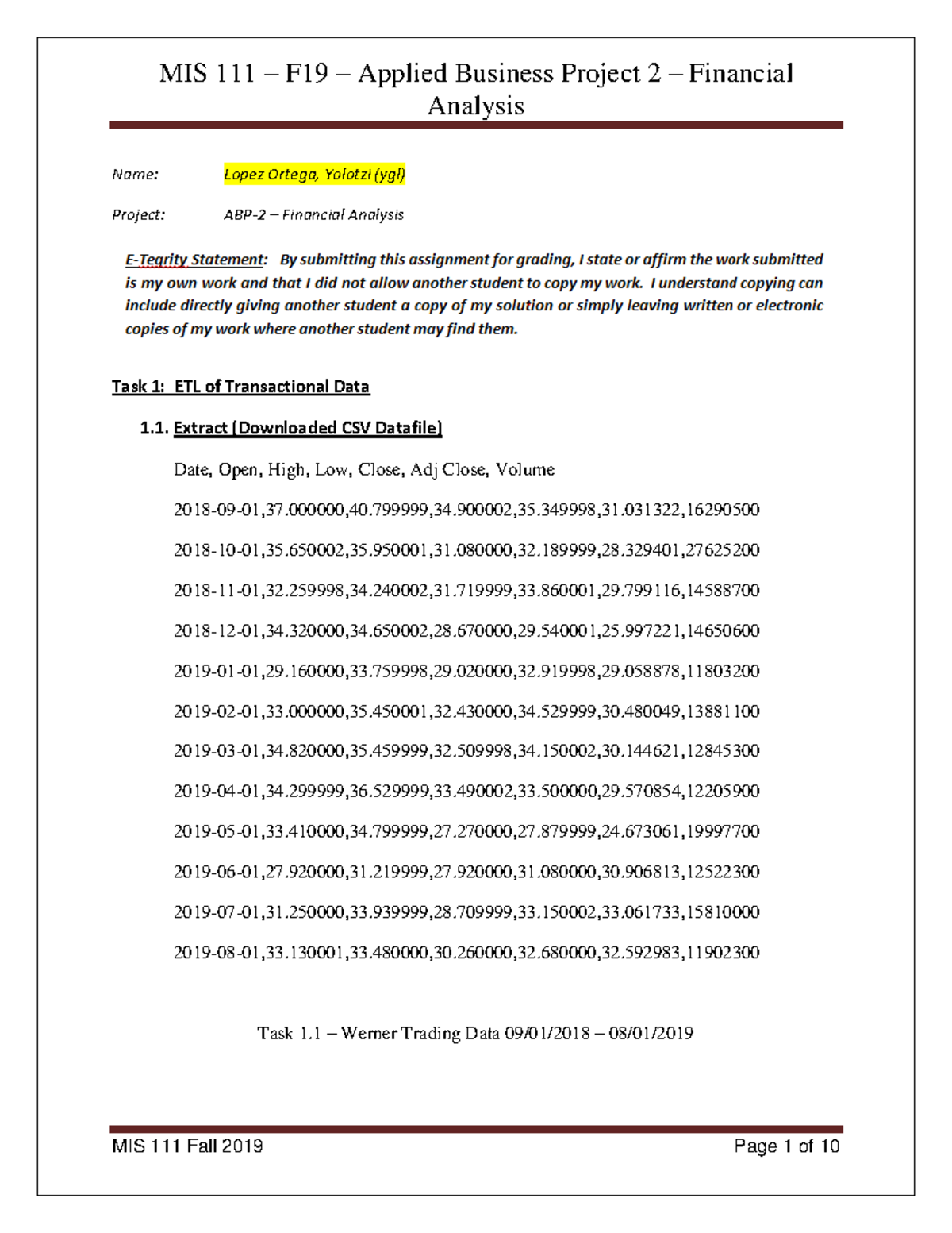 ABP2 Final Exam - Financial Analysis of WERN and Stock Trends - Studocu