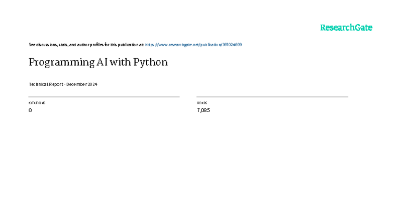 Python AI Programming: Key Concepts & Techniques for ML and DL - Studocu