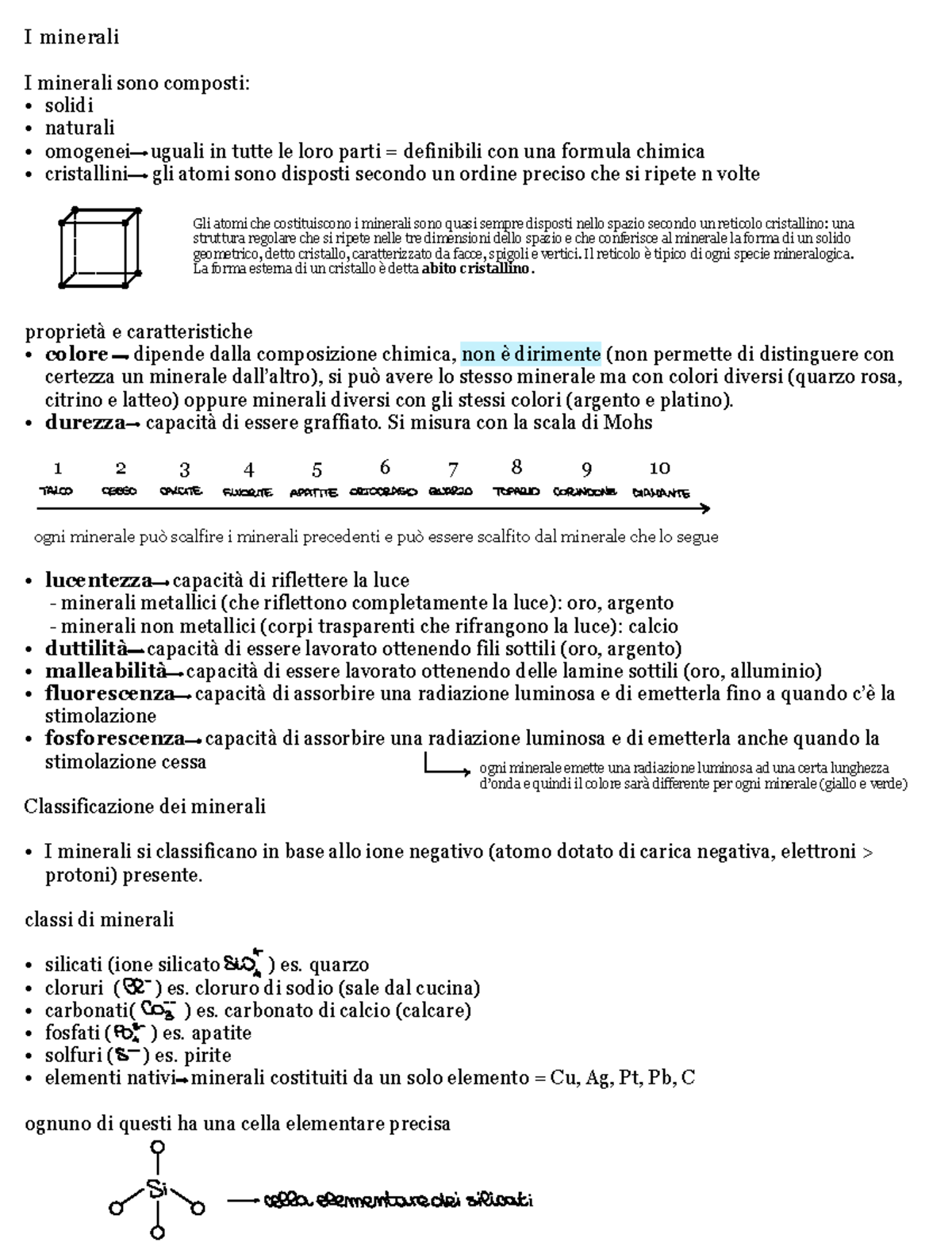 Minerali e Rocce: Caratteristiche e Classificazione - Studocu
