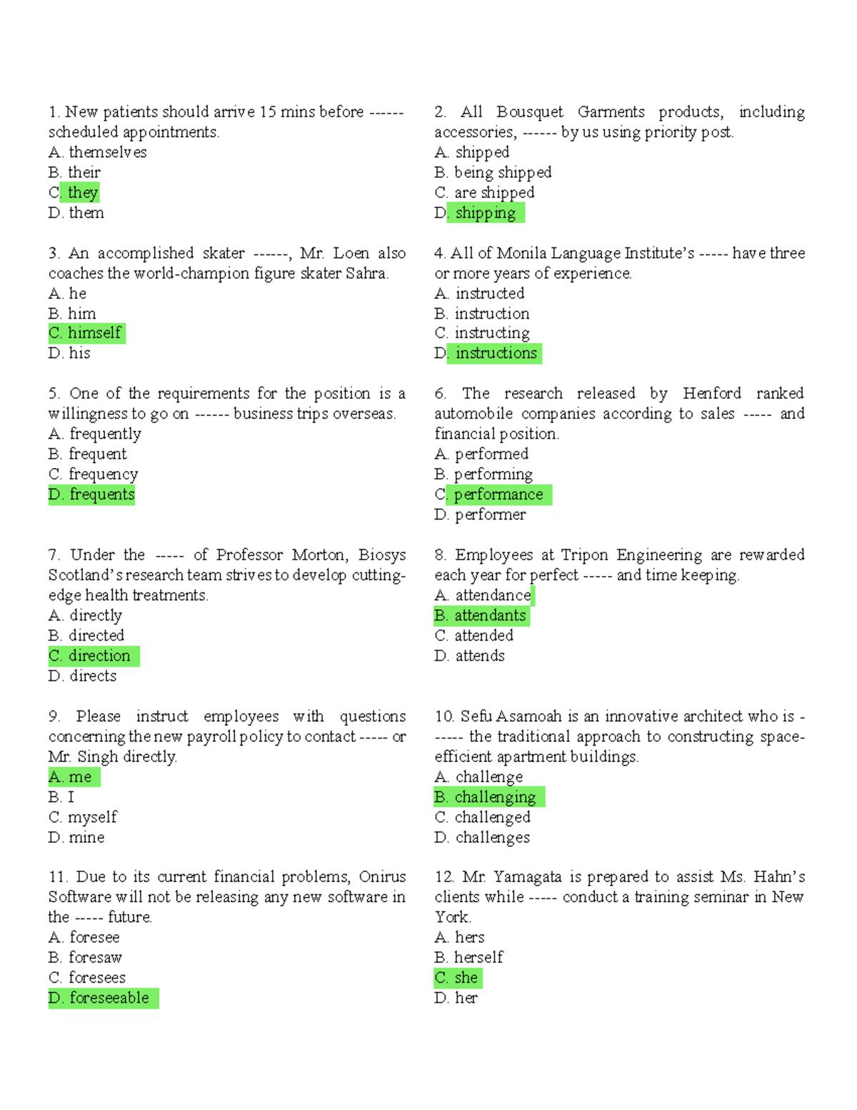 RC 4(2) - Test on Grammar and Sentence Structure - Studocu