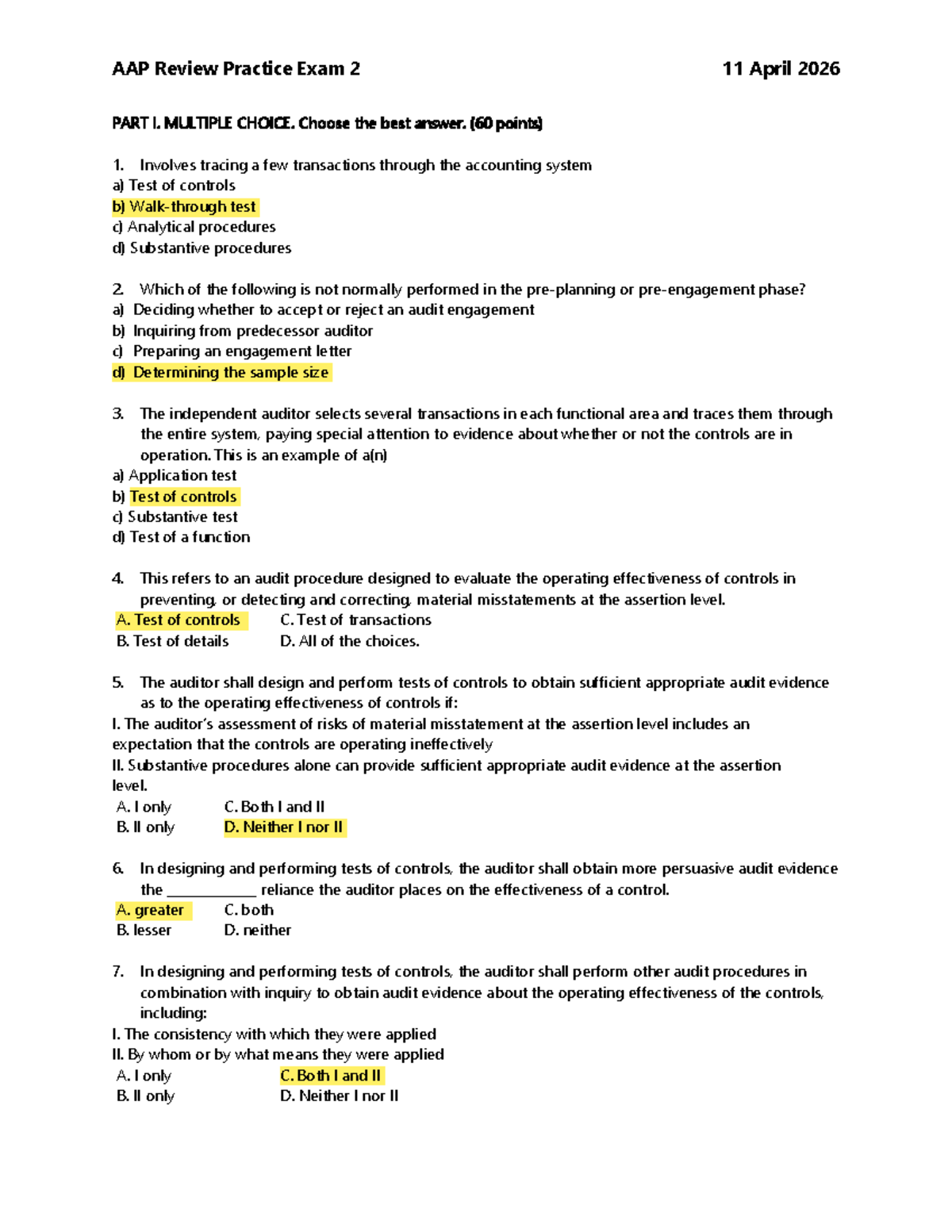 AAP Review Practice Exam 2 - Multiple Choice & Essay Questions - Studocu