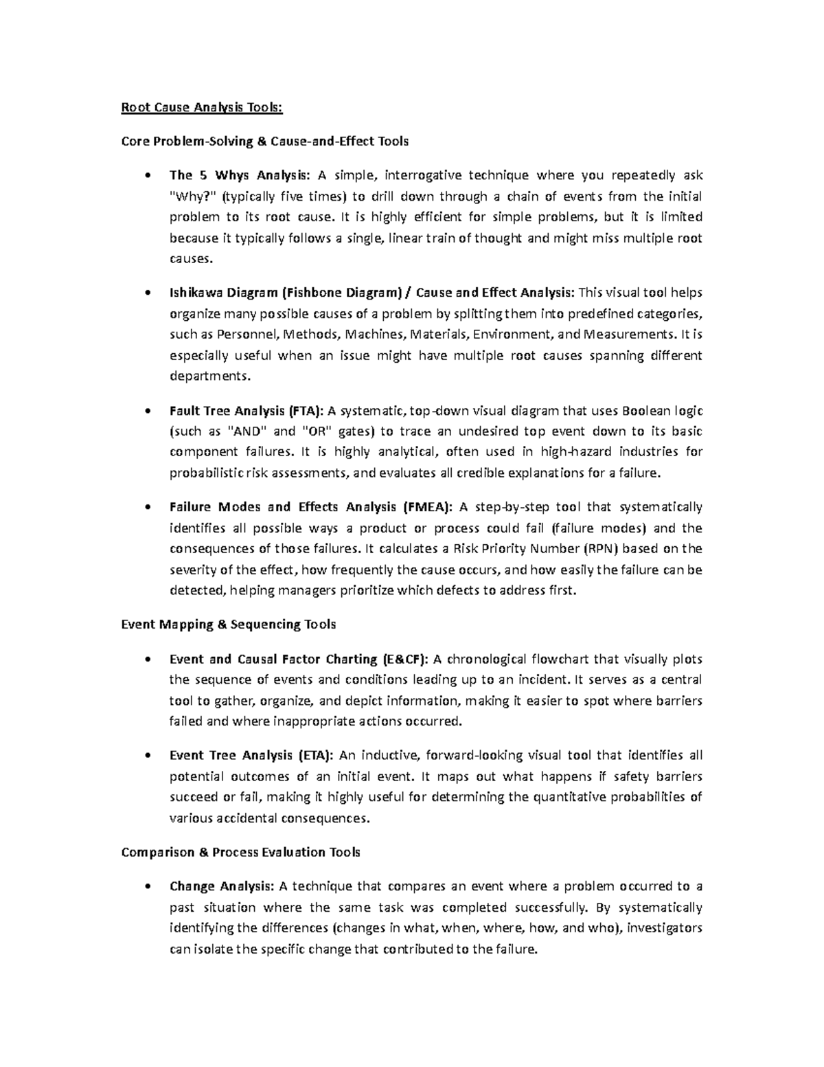 Root Cause Analysis Tools: Techniques and Applications for FSUU ...