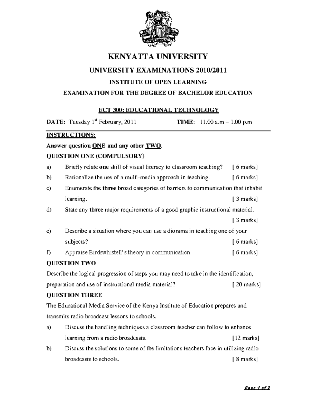 ECT 300: Educational Technology Lecture Notes (2011) - Studocu