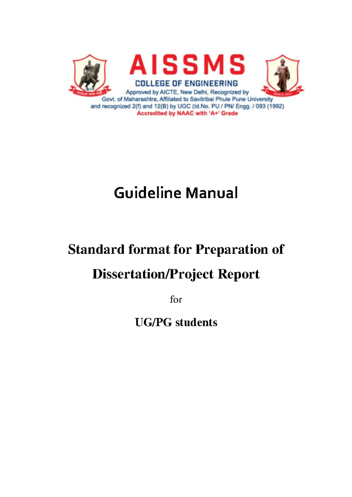 Guidelines for Project Report Preparation for UG/PG Students - Studocu