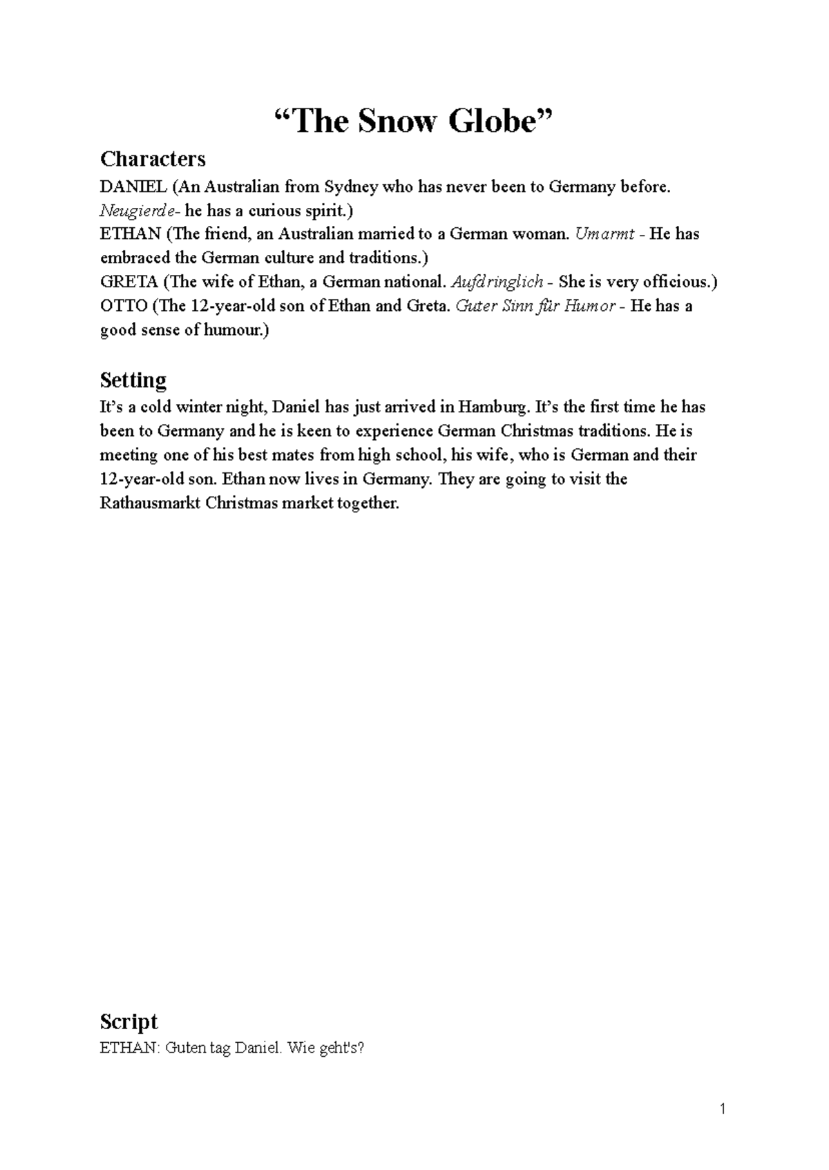 English Task 3 2024 - Script Writing: A Christmas in Germany - Studocu