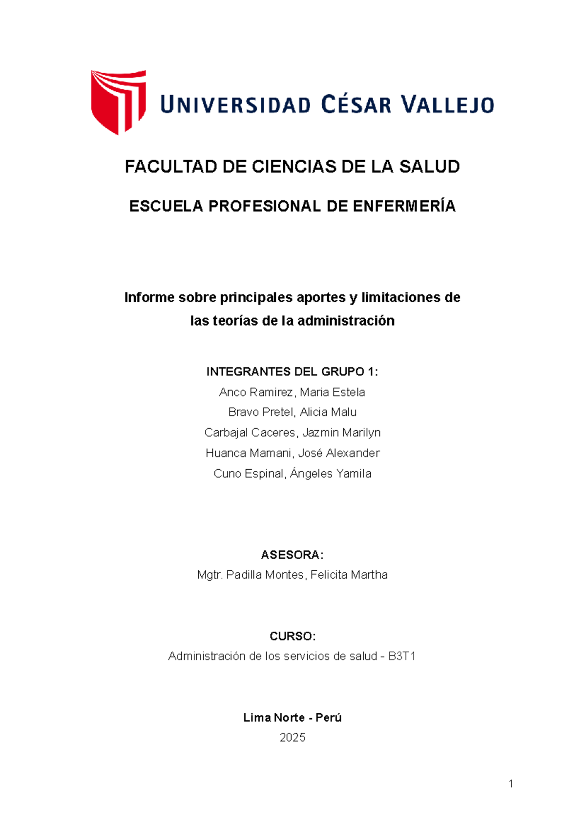 Informe sobre Aportes y Limitaciones de Teorías Administrativas - ADM B3T1 - Document Preview