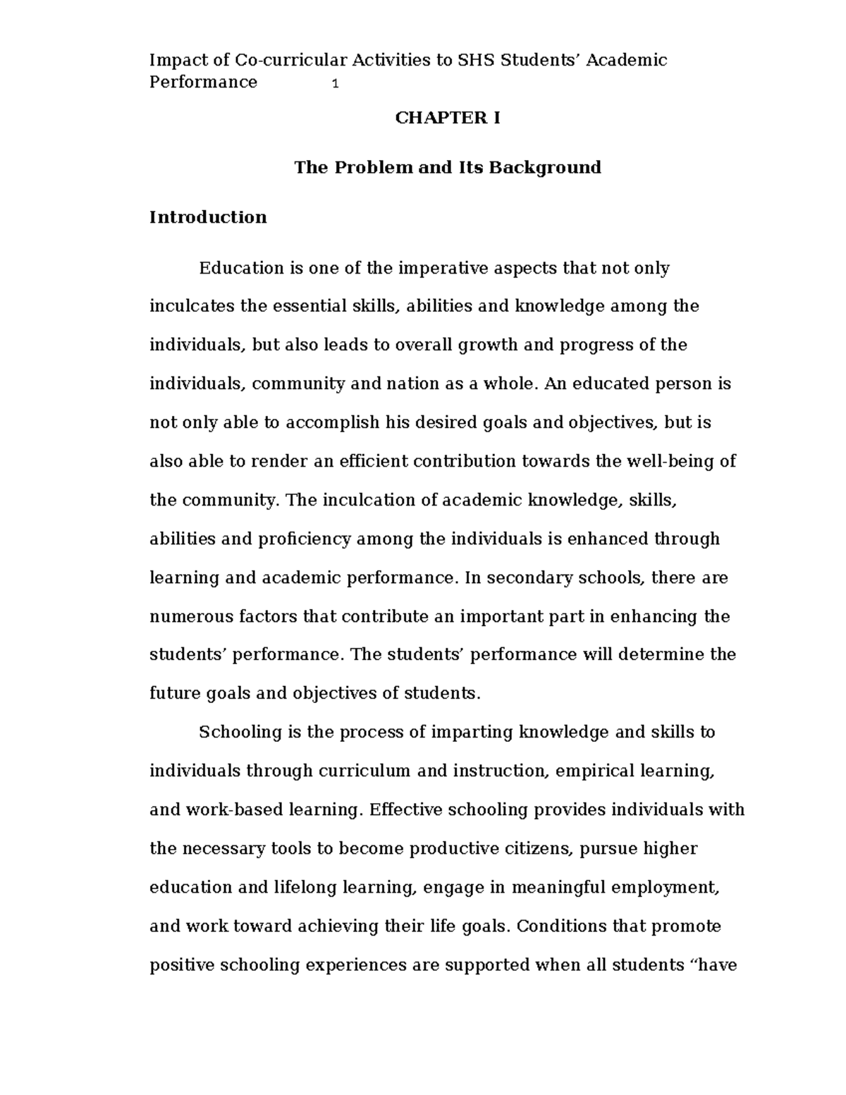 515155184 Impact of Co-Curricular Activities on Senior HS Academic ...