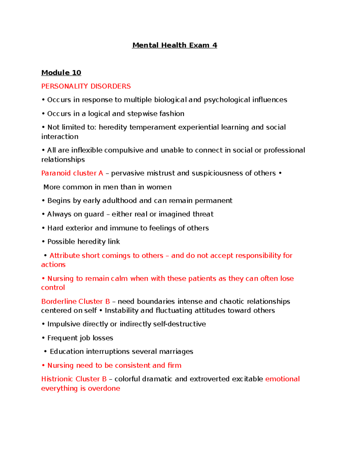 Mental Health Exam 4 - study guide - Mental Health Exam 4 Module 10 ...