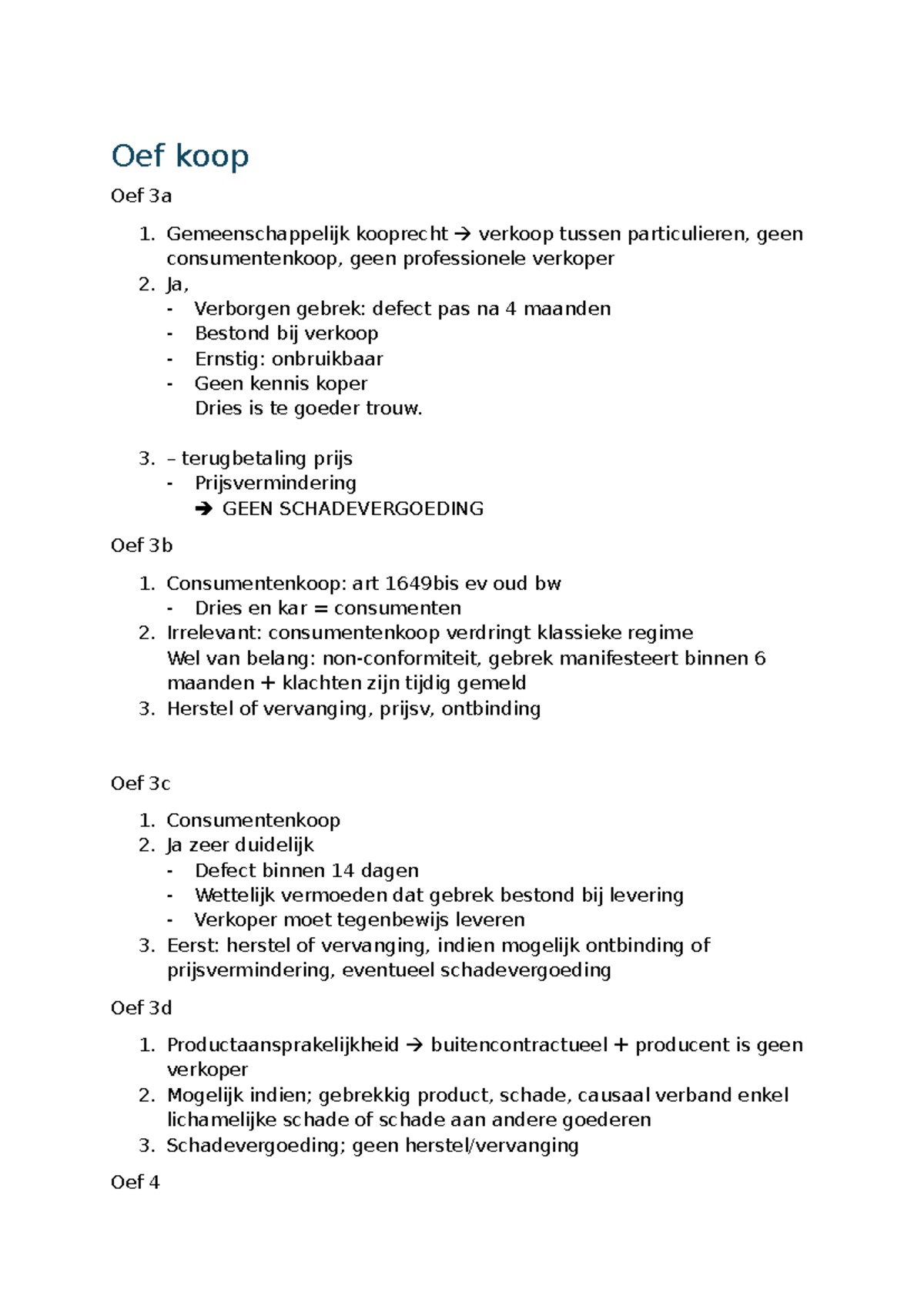 Oefeningen Koop: Analyse van Gemeenschappelijk Kooprecht en ...