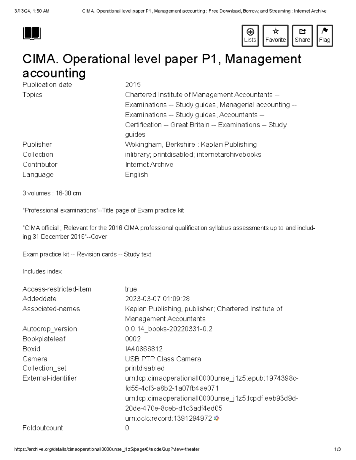CIMA. Operational level paper P1, Management accounting Free Download ...