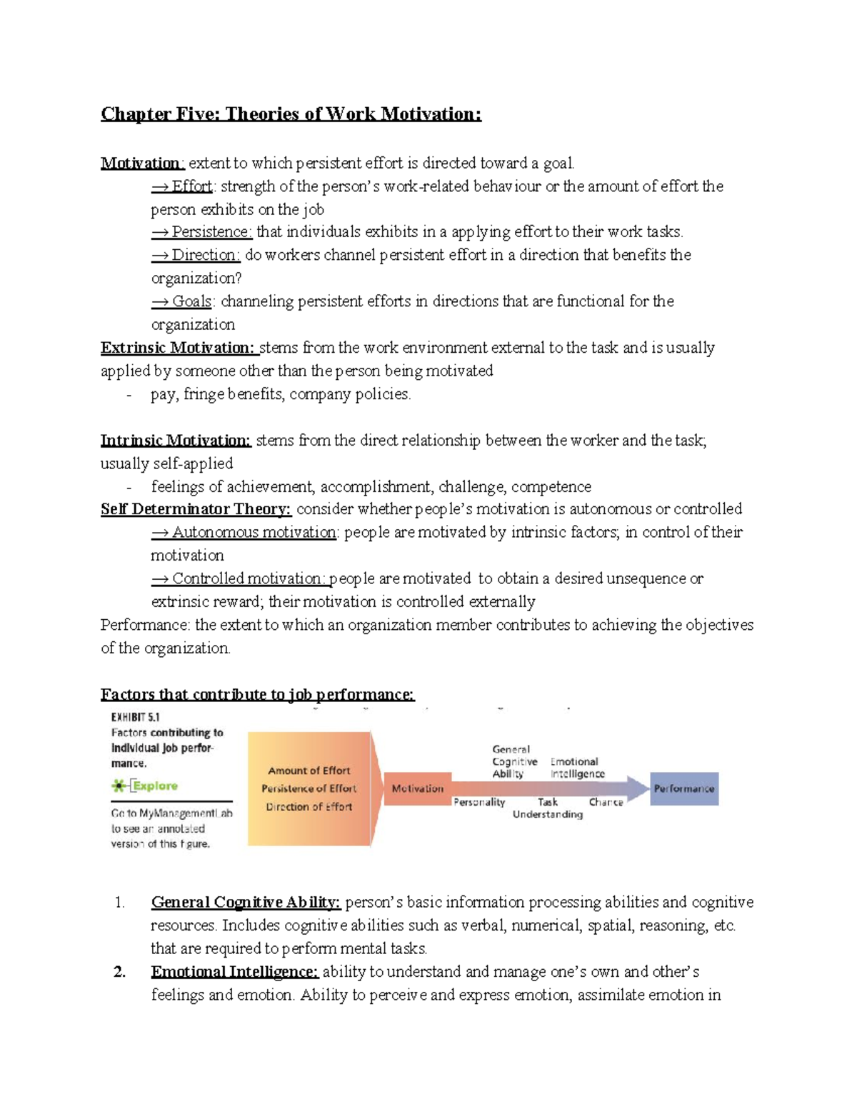 Chapter 5 Summary: Theories of Work Motivation in OB 101 - Studocu