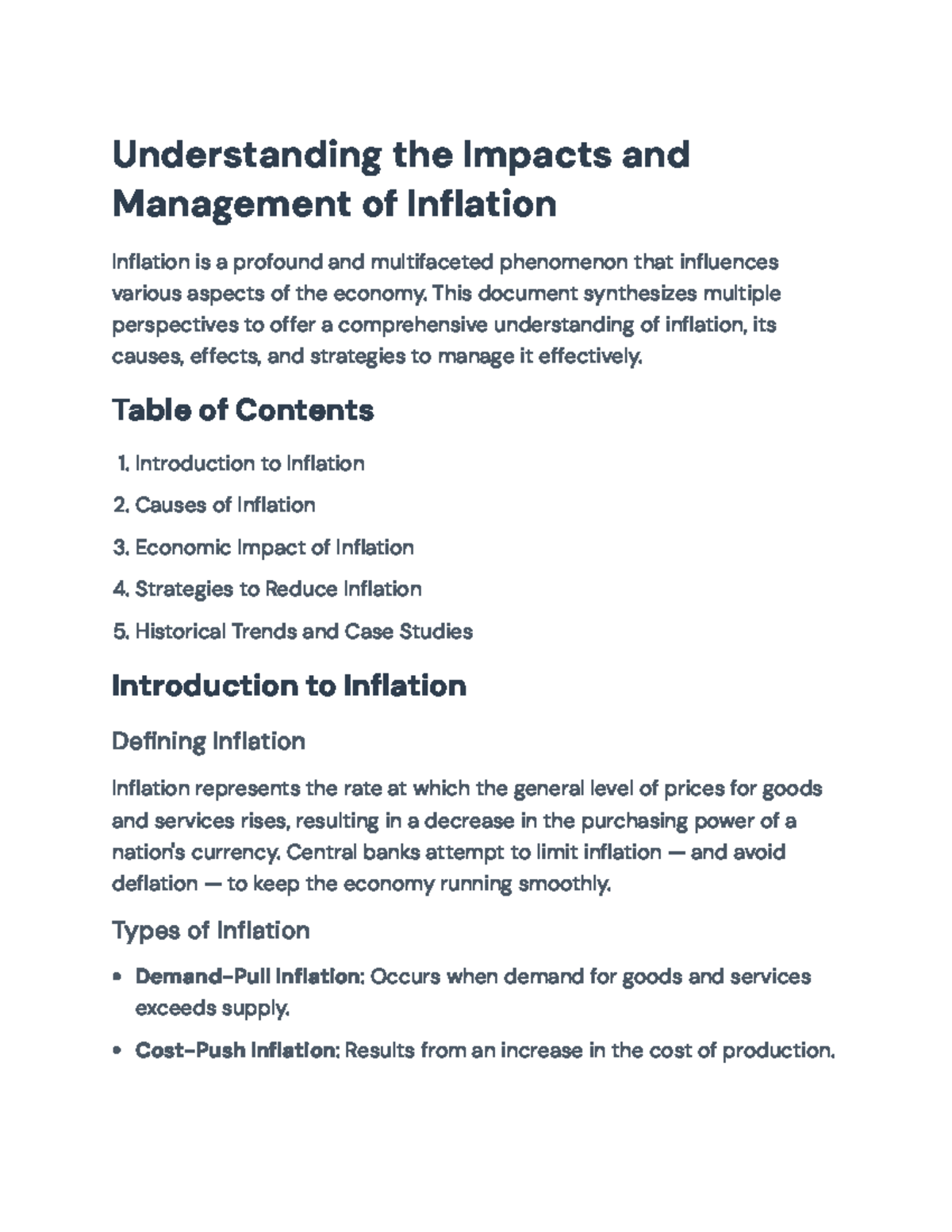 Inflation Insights: Causes, Effects & Management Strategies 101 - Studocu