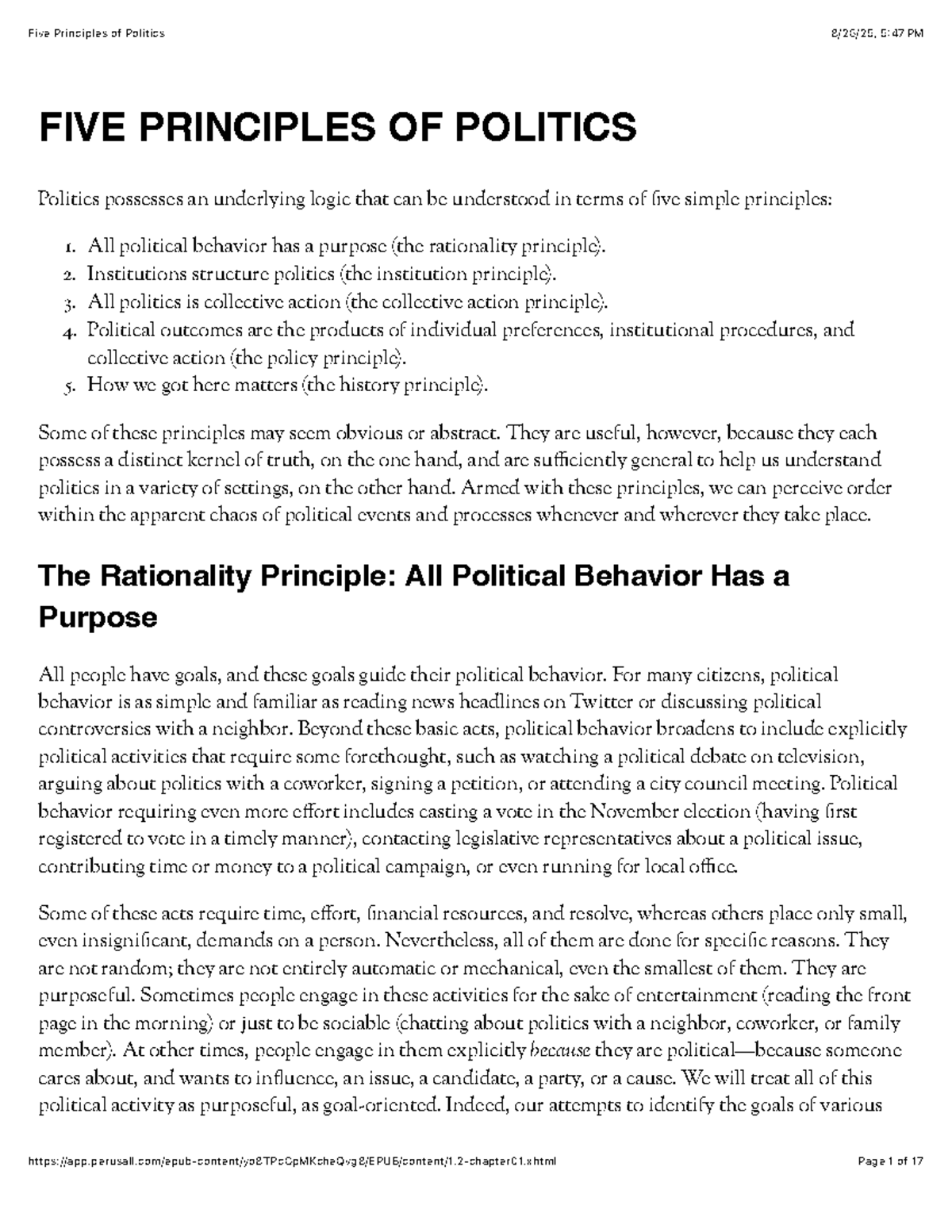 Five Principles of Politics: Understanding Political Behavior and ...