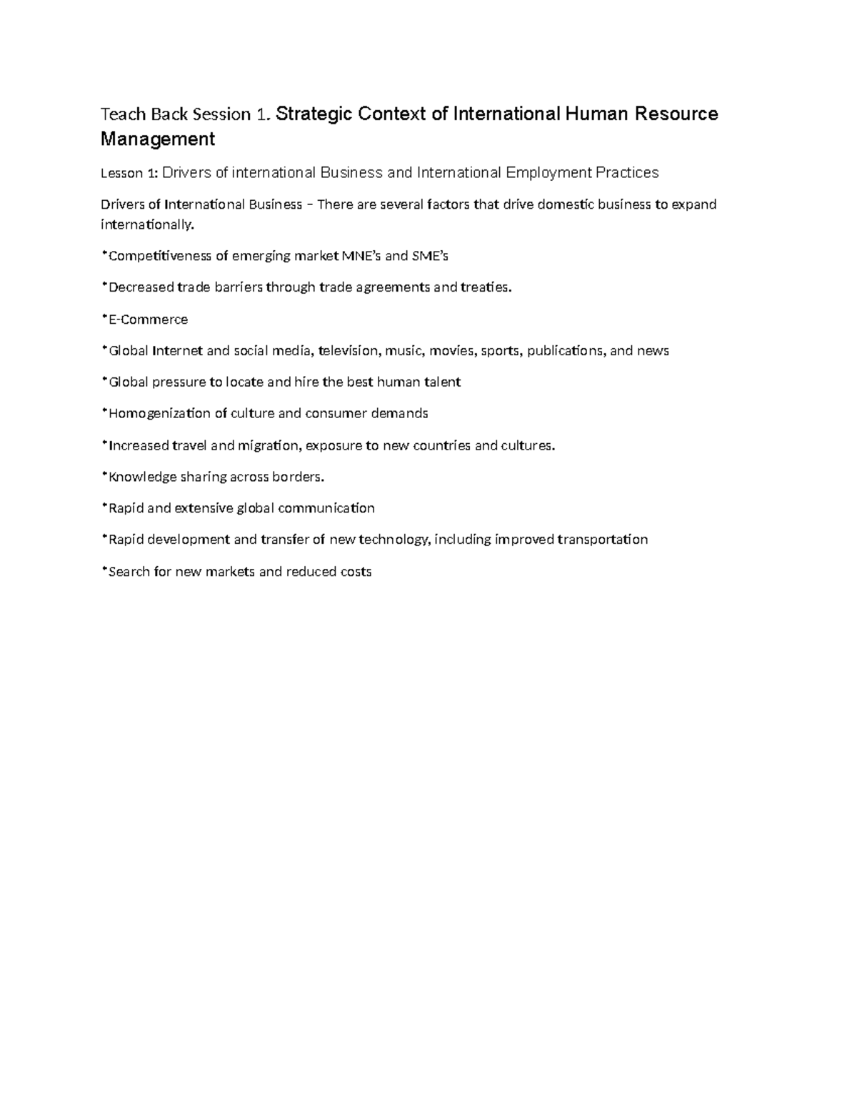 Teach Back Session 1 D358 - Teach Back Session 1. Strategic Context of ...