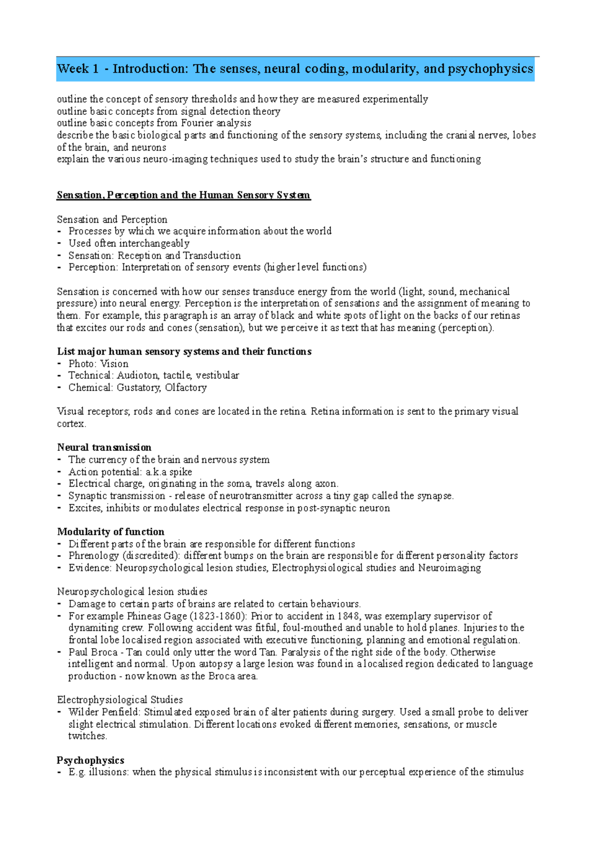 Perception 101: Comprehensive Notes on Sensory Systems & Processing ...
