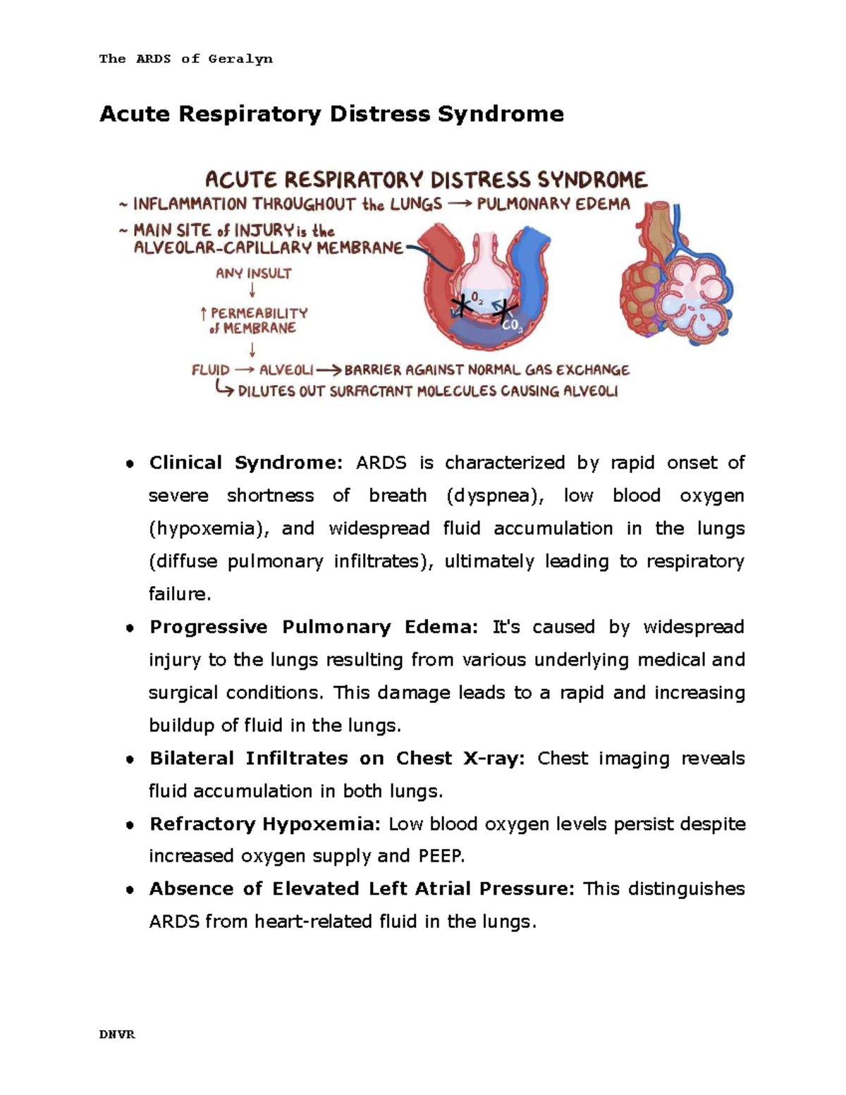 Gi ARDS si Geralyn - Clinical Overview and Management of ARDS - Studocu