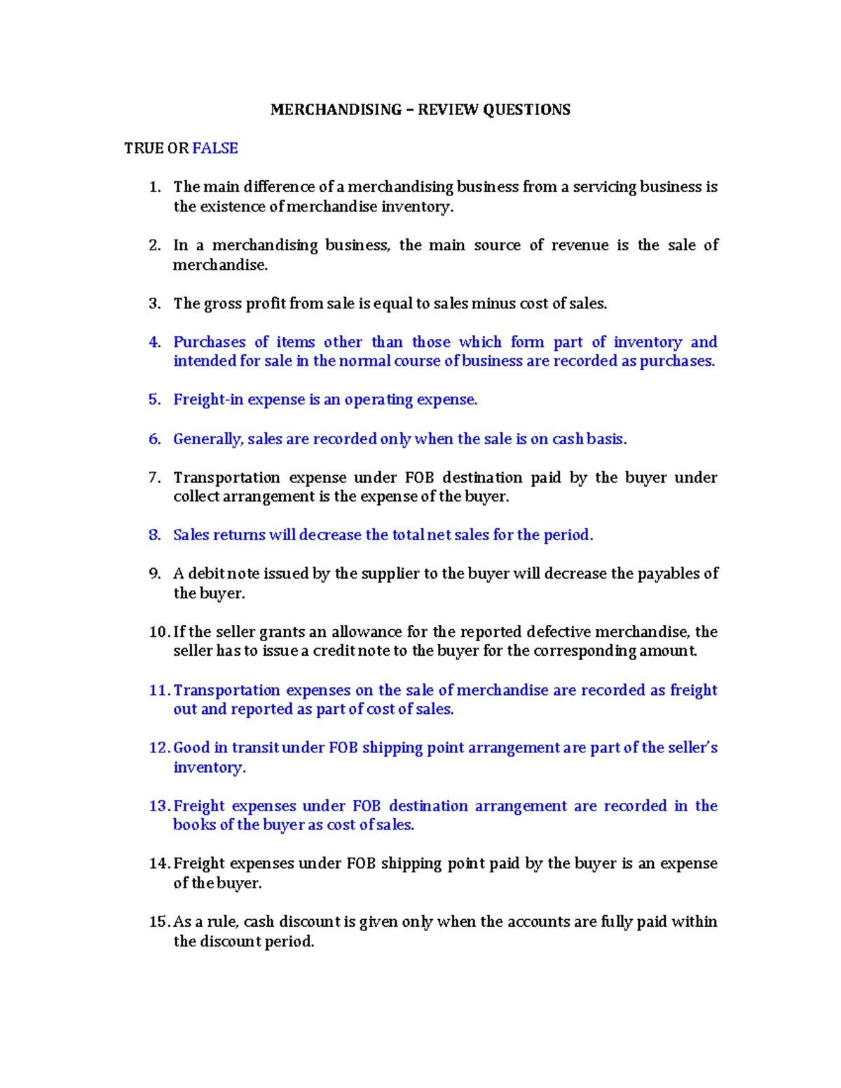 Sales, Purchases & Income Statement: Merchandising Overview - Studocu
