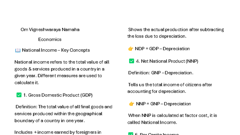 Economics 101: Key Concepts of National Income and Fiscal Policy - Studocu
