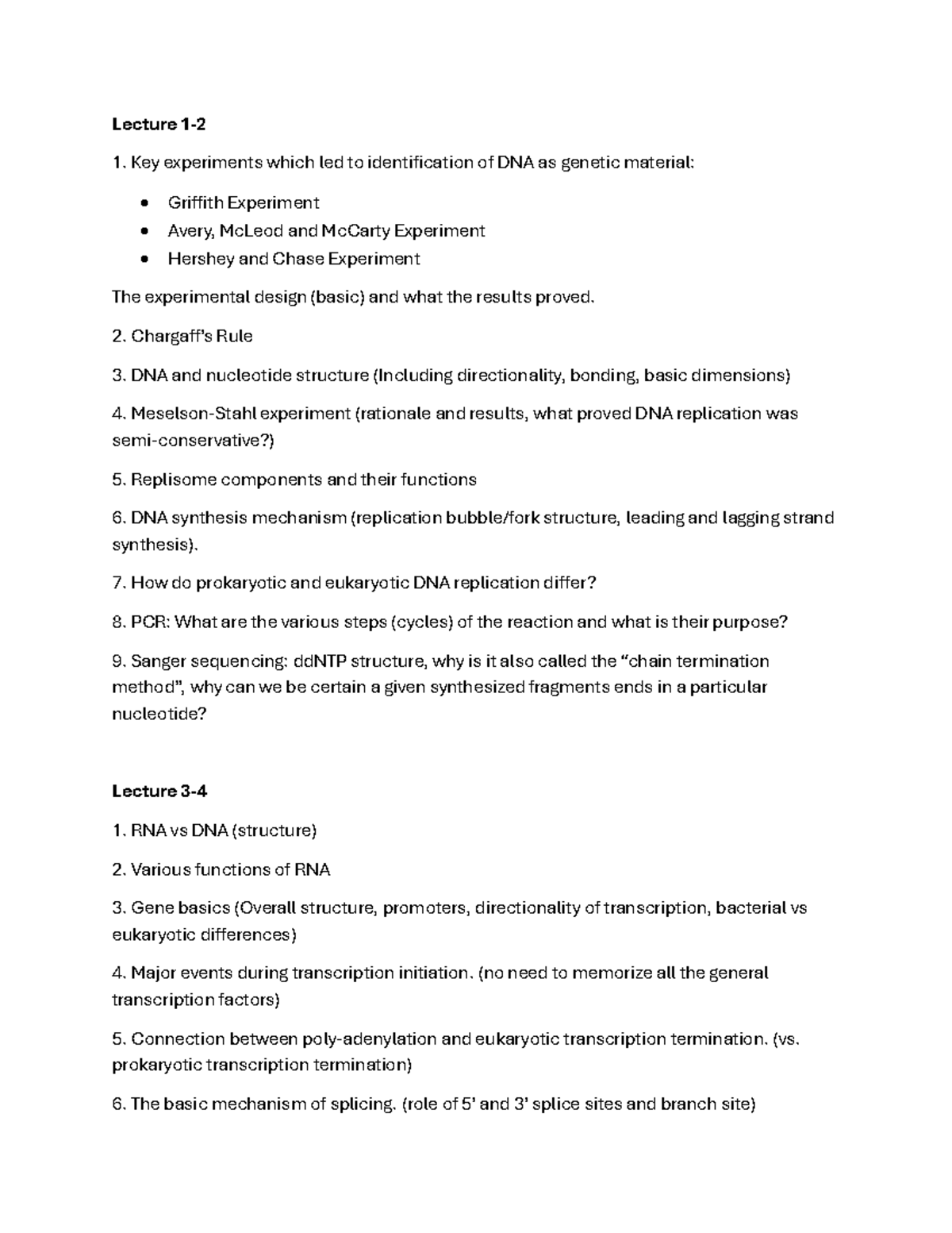 BIOL 203 Spring 2026: Exam 1 Overview on DNA, RNA, and Genetics - Studocu