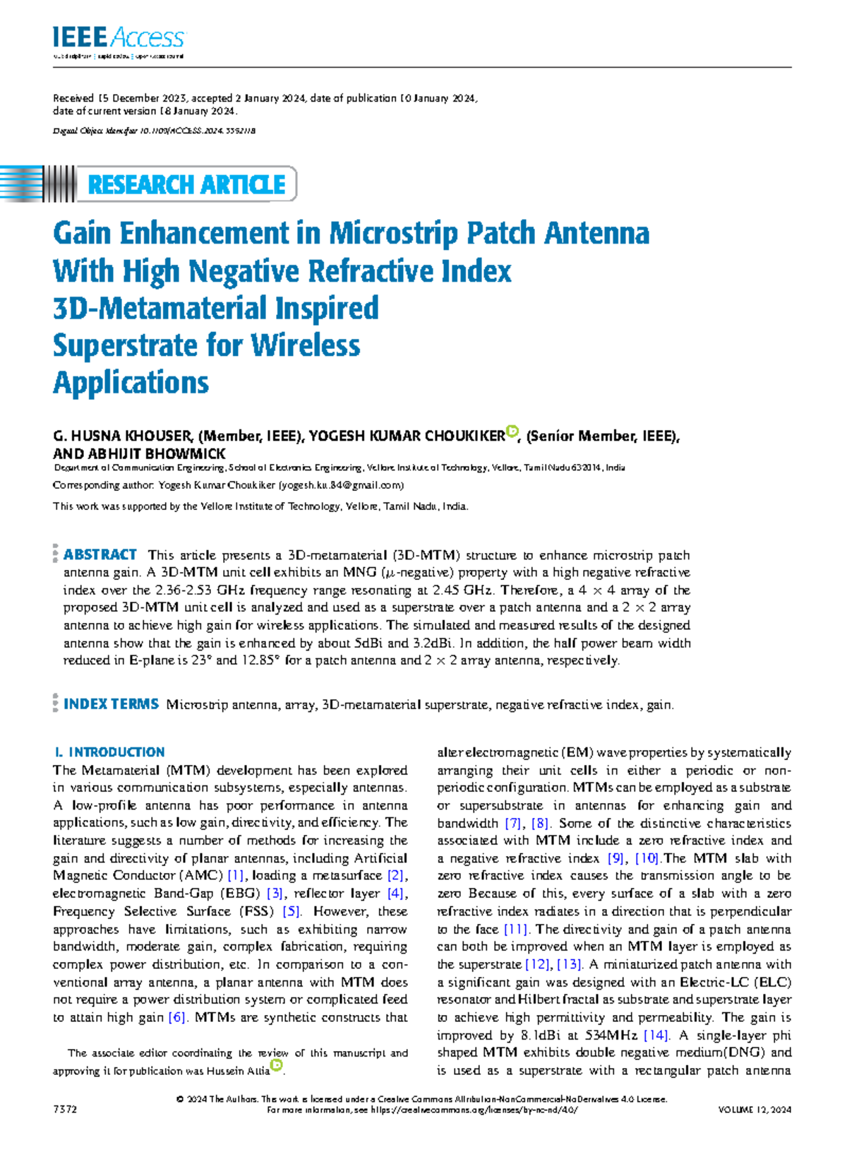 Gain Enhancement in Microstrip Patch Antenna with High Negative ...